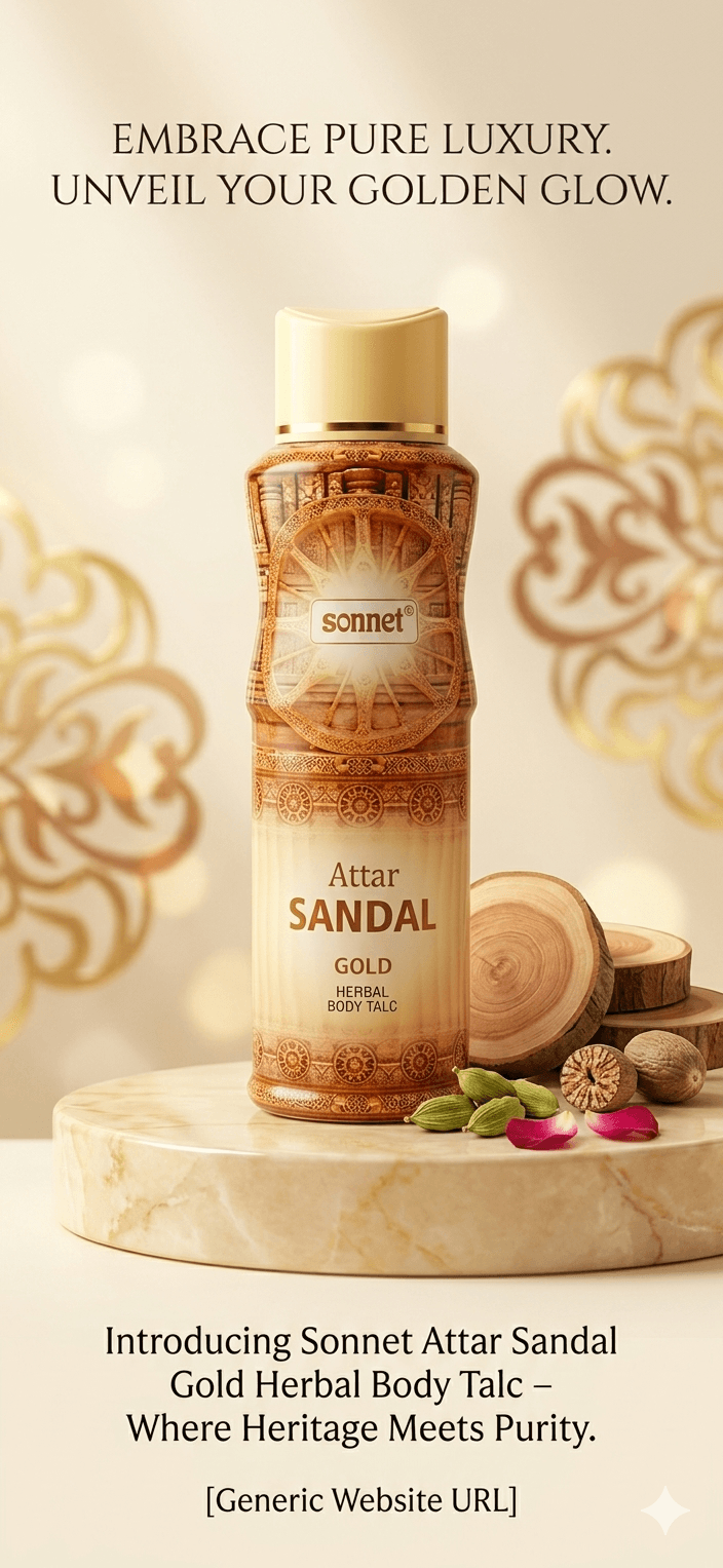 Sonnet Attar Sandal Gold Herbal Body Talc